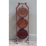 A 1920s mahogany three tier cake stand