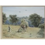 Alistair Makinson - Hay Making at Balderstone, watercolour, signed to lower left, 12cm x 16cm