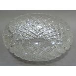 A cut glass lamp shade for a table lamp, circular outline and diamond cut decoration,