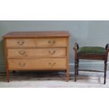 A Edwardian mahogany dressing chest of two short and two long drawers, together with a piano stool