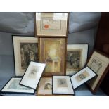 W Dendy Sadler - two prints; a quantity of watercolours and prints (10)