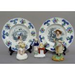 A pair of Victorian Patterson shaped circular dishes, transfer printed to the centres with young