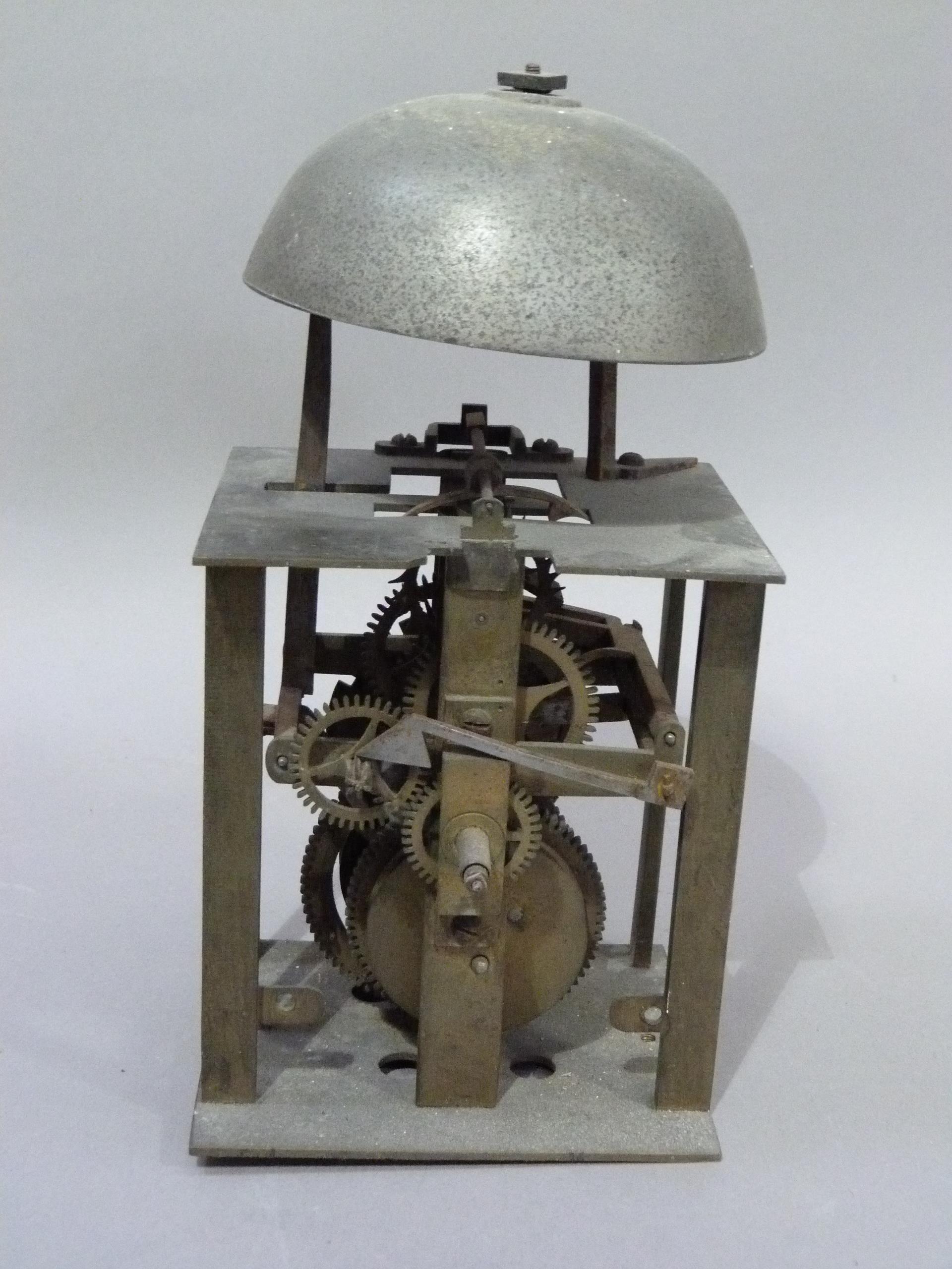 A post clock movement striking on a bell, brass, 27cm high (incomplete) - Image 3 of 3