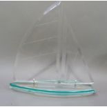 A perspex model of a yacht with movable sails, etched signature J Pense or Fense (query) '99