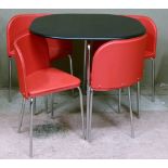 A black and red breakfast table and four chairs