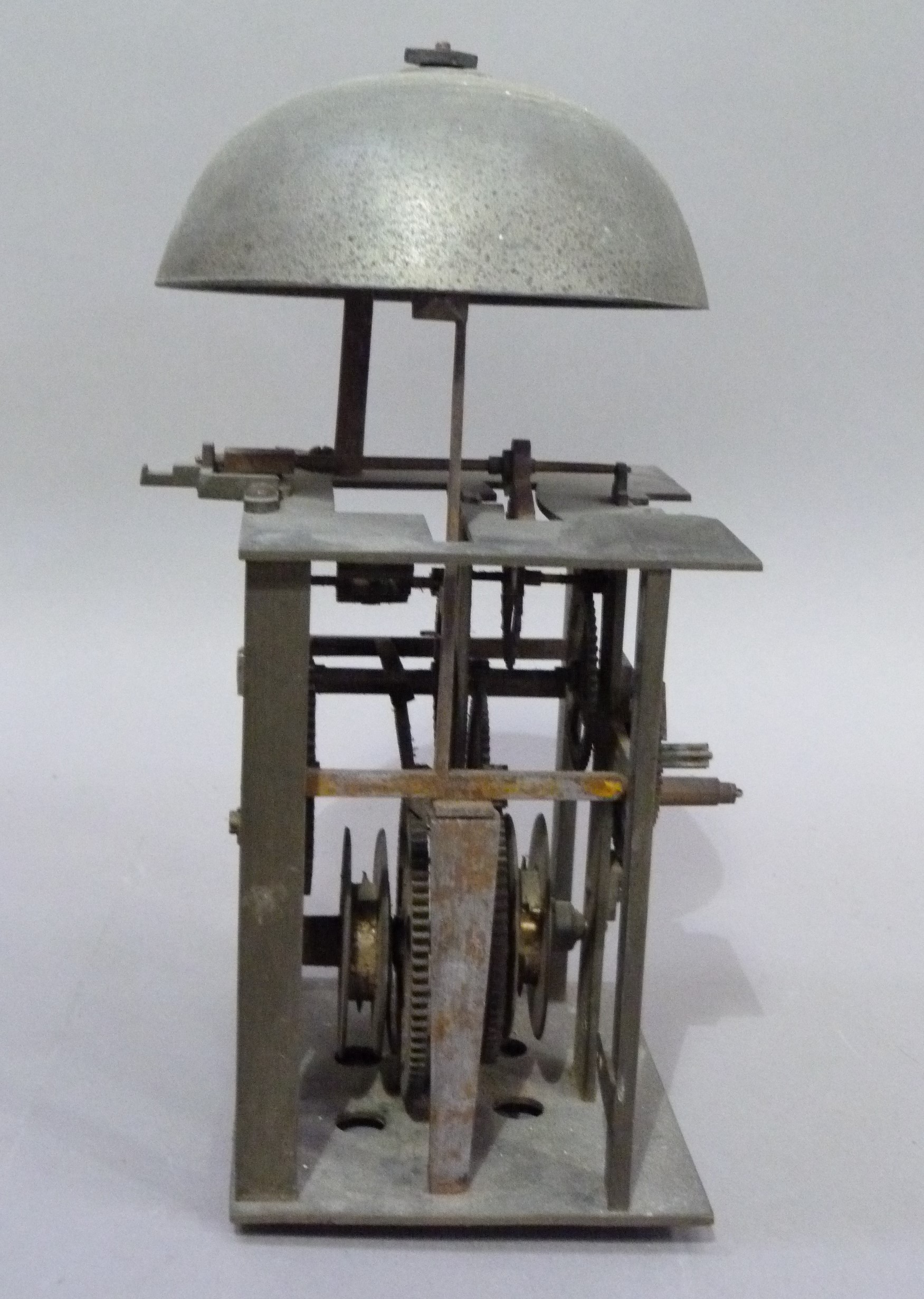 A post clock movement striking on a bell, brass, 27cm high (incomplete) - Image 2 of 3