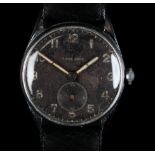 A Titus Gen F gentleman's stainless steel wristwatch c.1940, manual jewel lever movement, black