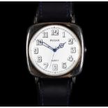 A Pulsar gentleman's stainless steel wristwatch, quartz movement, white dial, black Arabic shadow