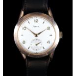 A Terval gentleman's rolled gold wristwatch c.1955 manual jewel lever movement, silvered dial,