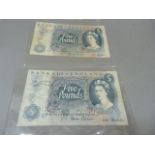 Two five pound notes 1967 J.S Forde