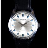 A Lanco gentleman's stainless steel wristwatch c.1970, manual 17 jewel lever movement, silvered