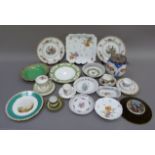 Edwardian poppy decorated and plate mounted biscuit barrel, quantity of ribbon, floral and other