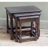 A set of three oak occasional tables on turned and square framing