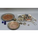A quantity of silver plated ware including, tray with swagged and pierced border, kings pattern