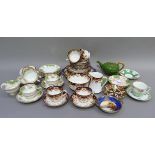 Mixed teaware, decorative trinket dishes and saucers, etc