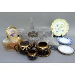 Mixed glassware including, comport, carnival glass, rose bowl, decanter, basket, decorative