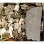 A collection of stones, pebbles and mineral samples