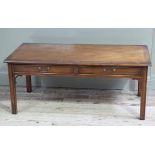 A mahogany cross banded coffee table with rosewood banding having two drawers to the frieze and