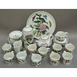 A set of ten Portmeiron Botanic Garden coffee cups, ten saucers, two jugs, pedestal dish, coffee