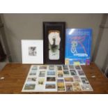 A quantity of clip frames, boxed, various alpine postcards, modern decorative wall plaque etc