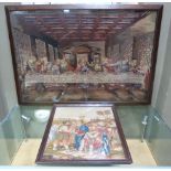 A gros and petite point needlework picture of the last supper, 58cm x 88cm; together with another