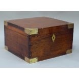 A brass bound teak box, 26cm wide x 16cm high