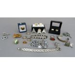 A quantity of costume and other jewellery including badges, cufflinks, etc