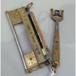 A Chinese lock and key in steel, brass and copper, 15cm long