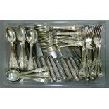 A set of silver plated kings pattern table cutlery by Walker & Hall Sheffield comprising, twelve