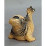A Goebel pottery walrus money bank, 21cm wide, printed mark in blue numbered 087/1 together with