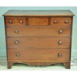 A George IV mahogany chest, the rectangular top above three short cockbeaded drawers and three