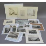 A quantity of 19th century engravings, pencil sketches, pen and inks, etc, mainly alpine scenes,