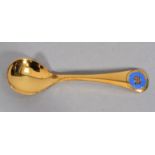 Georg Jensen, a .925 silver gilt year spoon for 1972 with cornflower motif in blue and aubergine