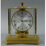 A Kienginger & Obergfell Kundo gilt metal and glass cased clock c.1960s silvered dial with black