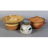 John Leach's Muchelney pottery - a medium squat casserole, 15.5cm wide over handles; a Stoneware