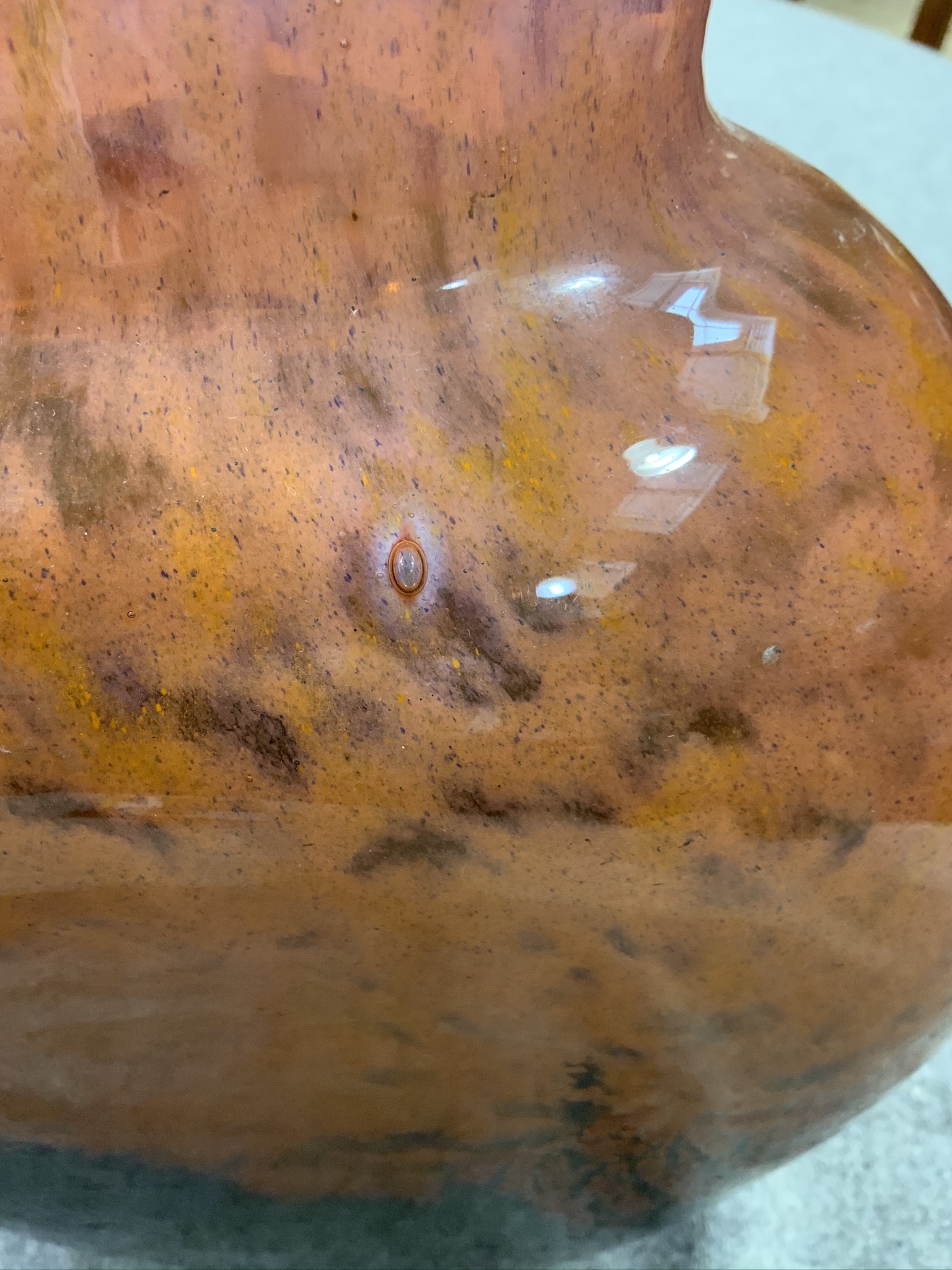 An art glass vase of black and orange cased glass, the ovoid flask shape body bearing etched 'Dawn - Image 6 of 12