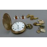 An early 20th century pocket watch by Waltham in a rolled gold hunter case No 1340615, Marquis 15