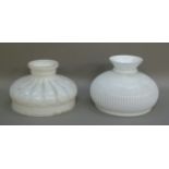 Two moulded white glass vesta shades, 24cm diameter and smaller
