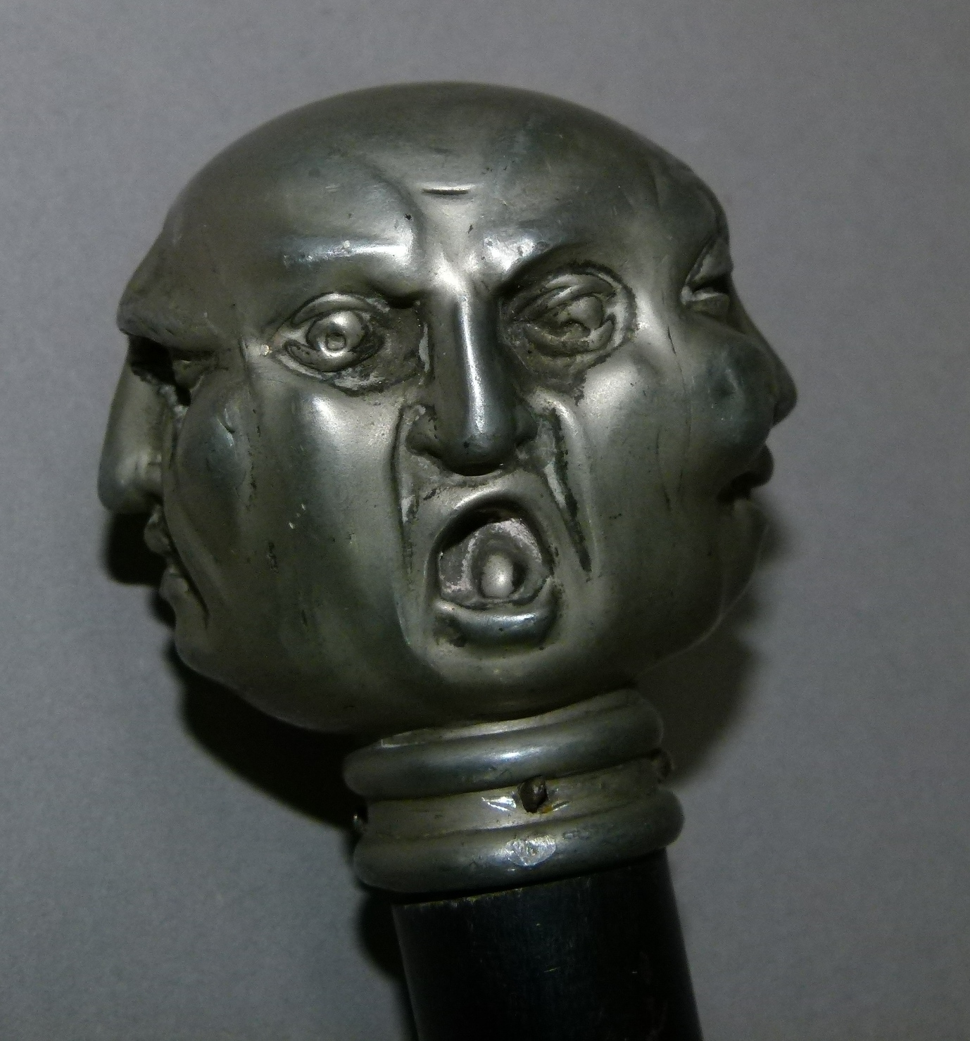 A letter opener with white metal pommel cast as four grotesque faces, 36cm long - Image 5 of 8