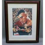 Prince Naseem - a framed signed print inscribed to Gerald & Heather All The Best Prince MBE, limited