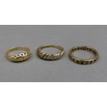 Three gold rings diamond set, approx weight 6gm