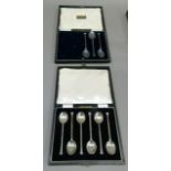 A set of six seal top silver teaspoons by SBS Ltd, Birmingham 1962, cased, together with a part