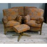An Ercol Renaissance two seater sofa, pair of chairs and footstool