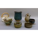 Seven items of Studio Pottery including vases, bowls etc