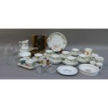 A quantity of Continental porcelain tea ware, a Continental bisque porcelain tobacco jar base