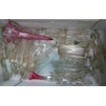 A large quantity of cut glass chandelier parts including drops, crystals, drips and lustres