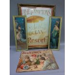 A framed print - The Hamptons, a reproduction Dewhurst advertising print and a pair of prints of