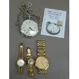 A Grevana gold plated gent's wristwatch, two ladies' wristwatches by Grevana and Rotary and a