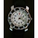 A Victorinox gentleman's Sportline stainless steel wristwatch, quartz movement, white dial, Arabic