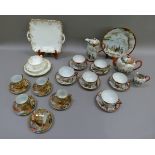A Grosvener china cup, saucer, plate and bread and butter plate, each piece transfer printed with